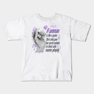 a woman is like a guitar she's only give her secret melody to those who master playing t-shirt 2020 Kids T-Shirt